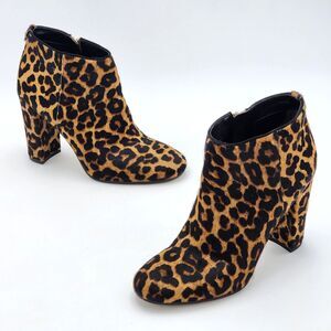 Sam Edelman Campbell Leopard Print Real Calf Hair Heeled Ankle Booties Size 8.5